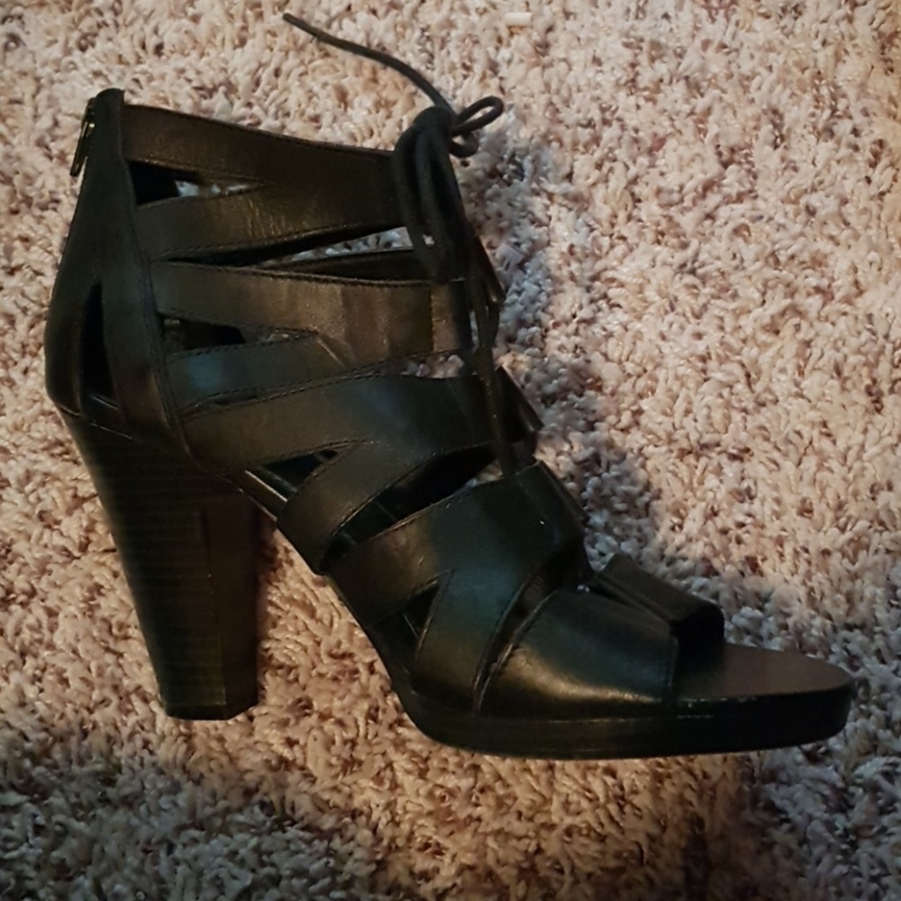 Black leather heels